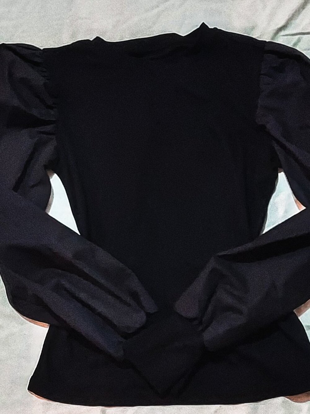 Black Puff Sleeve Dress Shirt